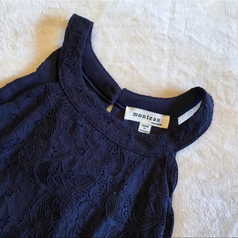 Monteau Navy Blue Lace Halter Dress - Picture 4 of 4